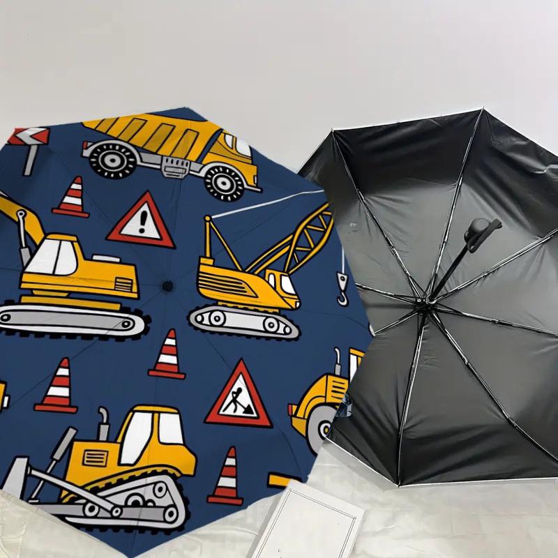 1pz Ombrello con Motivo Veicoli da Costruzione e Manico in Plastica, Adatto a Tutte le Stagioni Casa Viaggio Ombrello da EsternoDD384