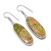 Natural Unakite Gemstone Handmade 925 Sterling Silver Jewelry Earring 1.97" AEE-11007