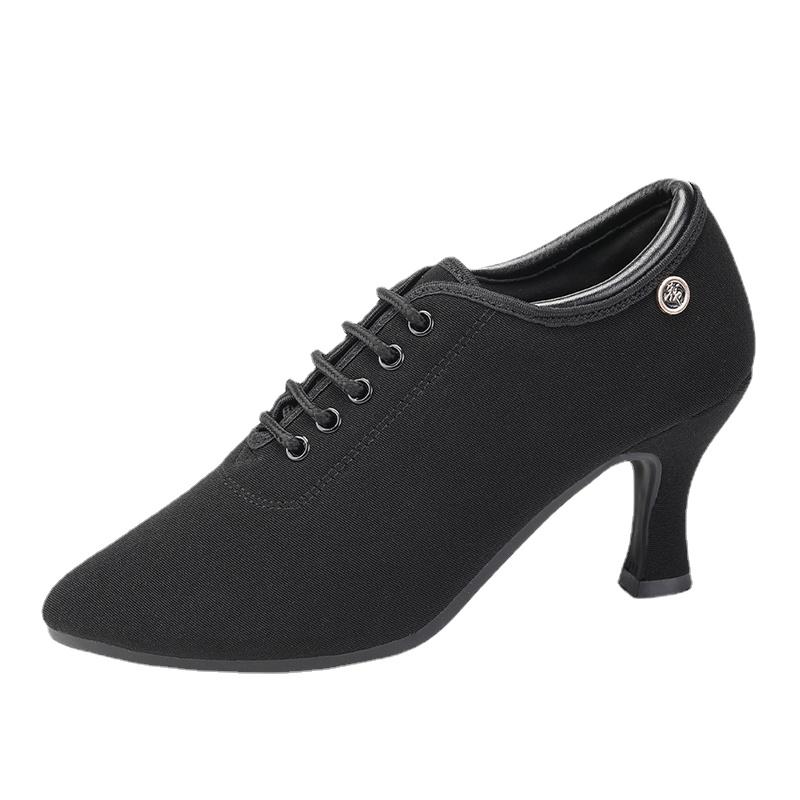 

Женская черная ткань Оксфорд, современная обувь для бальных танцев, обувь для учителей, обувь на тонком каблуке 7 см 41 чёрный