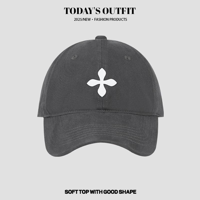 Big Head Circumference Spring New Cross Flower Hot Painted Baseball Cap Women's Face Showing Small Baseball Cap