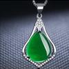 Elegant Copper-Plated Silver Necklace with Imitation Agate Teardrop Pendant and Fashionable Clavicle Chain