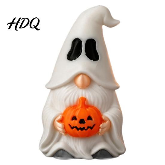 Pumpkin Decor for Home Halloween Ghost Gnome Figurine Creative Desk Ornament 3D Printed Window Display Figures Mini Statue Shelf Display,