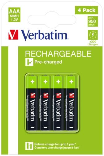 Verbatim 49514 Rechargeable Batteries NiMH AAA HR03 950mAh (4 pcs/Pack)