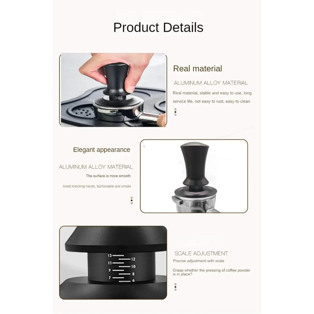 Coffee Tampers 15lb Spring Loaded Coffee Tamper Ripple Base Aluminum Self Leveling Espresso Tamper Coffeeware 51mm 53mm 55mm