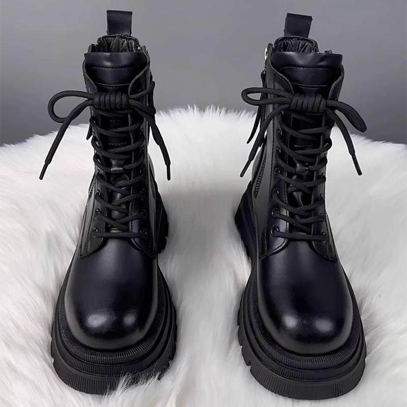 High-end Ankle Boots Women's Flats Platform Lace Toe Sport Shoes for Woman Fashion Goth Motorcycle Boots New Fashion Mujer Botas