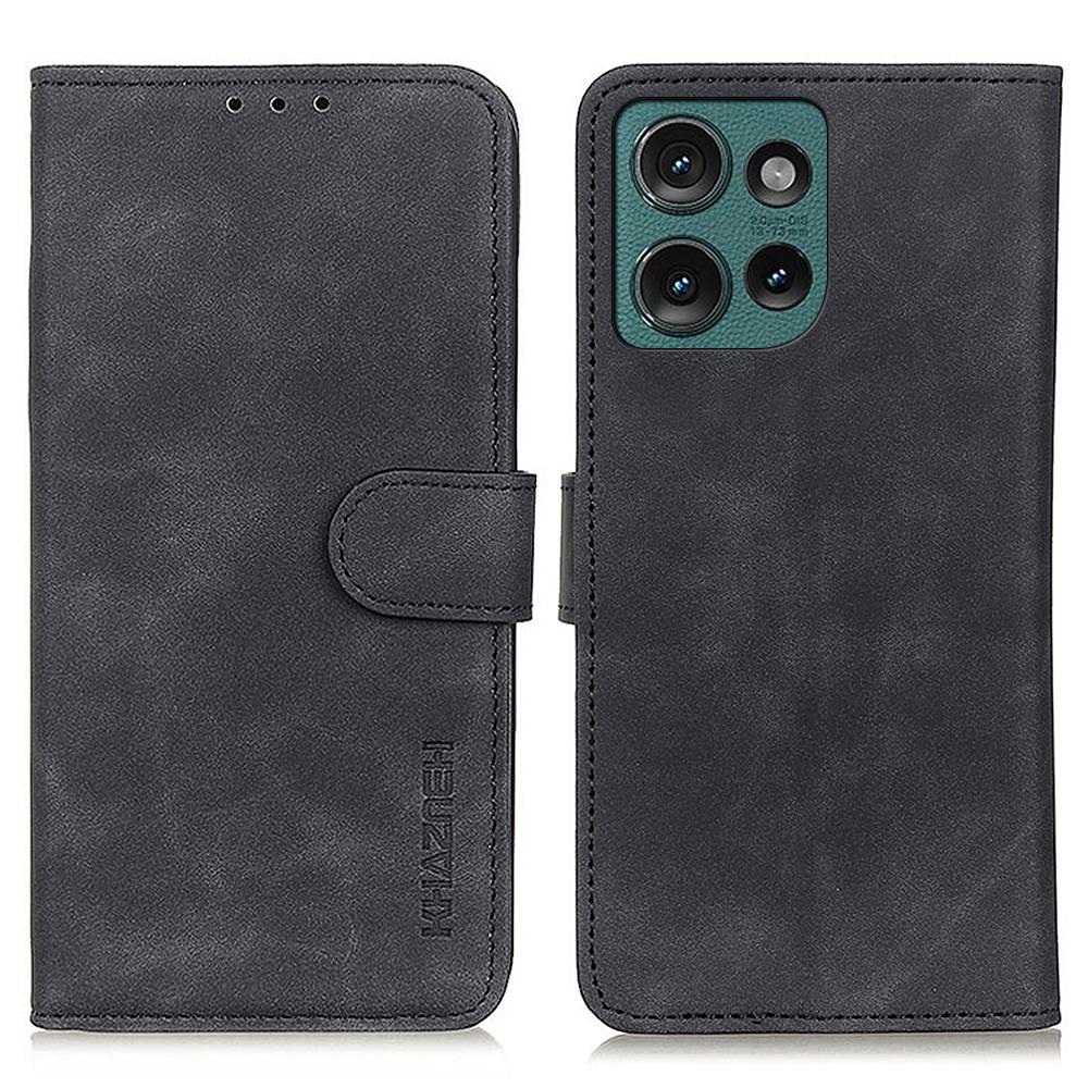 

KHAZNEH For Motorola Edge 50 Neo 5G/Moto S50 5G/Thinkphone 25 5G Case Retro PU Leather Wallet Stand Phone Cover Black