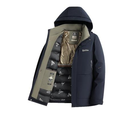 Herbst und Winter Abnehmbare Kapuze Fleece Verdickt Warm Mittelalterliche Business Baumwolljacke