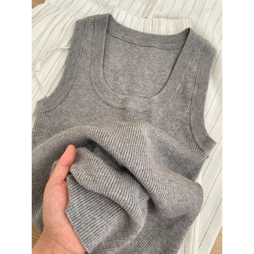 French Chic U-Neck Knitted Camisole Top