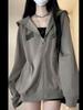 Women's Oversized Retro Streetwear Zip-Up Hoodie - Thin, Loose Fit for Autumn/Spring