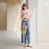 Fragrant Shadow Bow Printed Short-sleeved T-shirt for Women