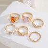 6pcs Vintage Minimalist Moonstone Rings Set For Women Fashion Gold Color Personalized Design Ring Party Daily Wear Jewelry Gifts