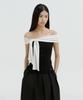 LUCIR ZU Ribbon Off-Shoulder Knit (Black)