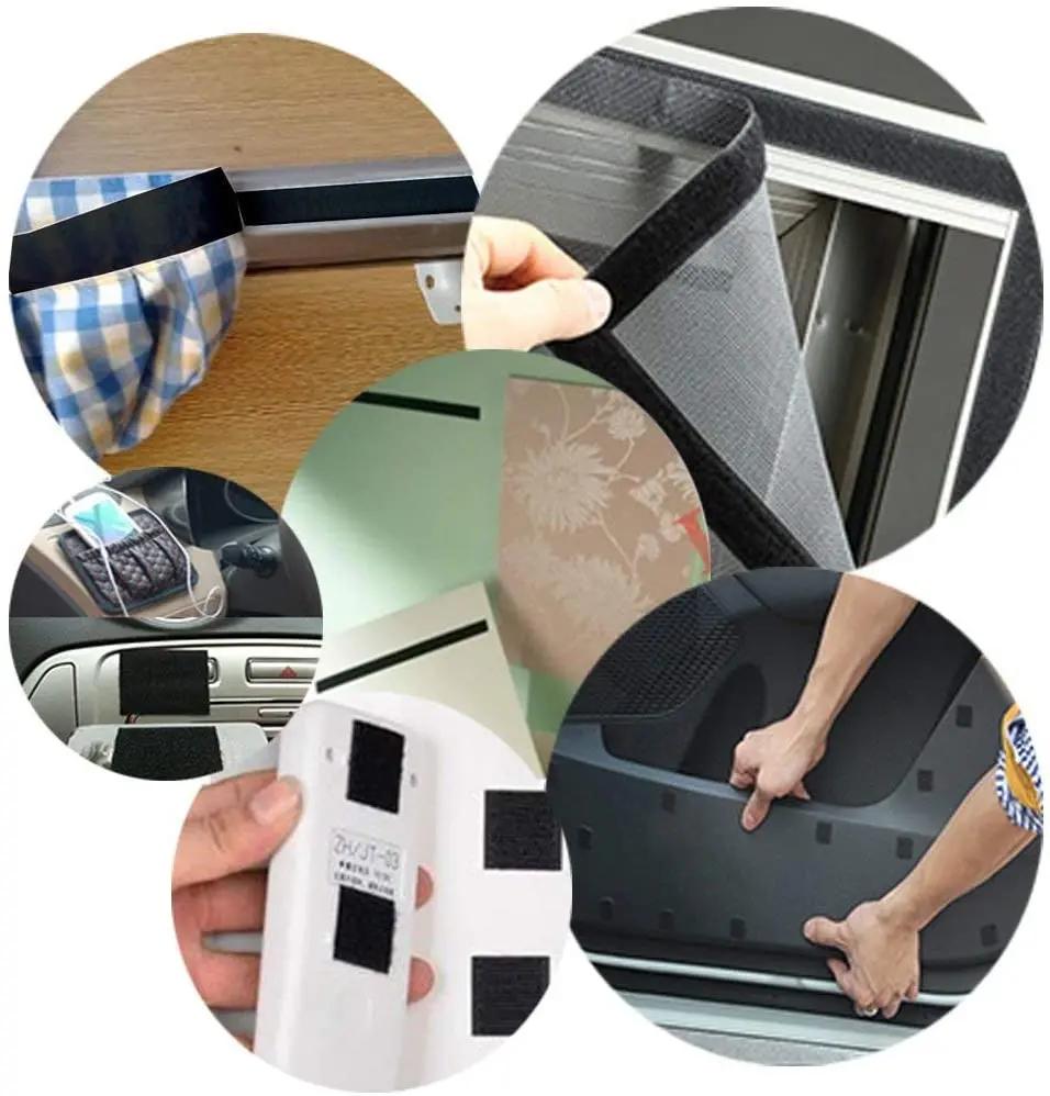 2Rolls (1roll woolen surface+1roll hooked surface) Strong Self-adhesive Fastener Tape Hook and Loop Back Nylon Sticker Adhesive
