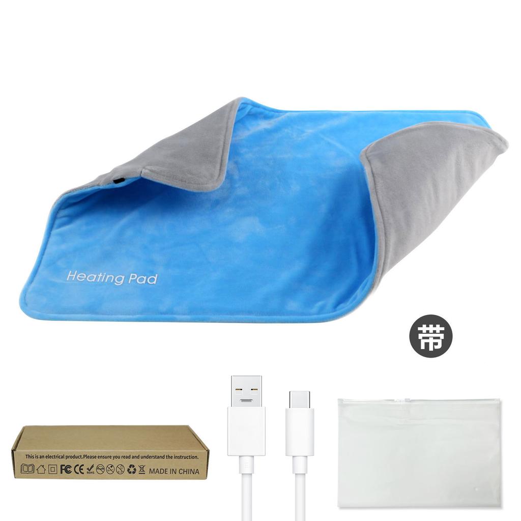 USB 5V Electric Heating Pad for Cramps & Back Pain Relief,Heat Pad with 59 INCH Cable,Mini Heated Blanket,19.6*11.8 INCH,Grey