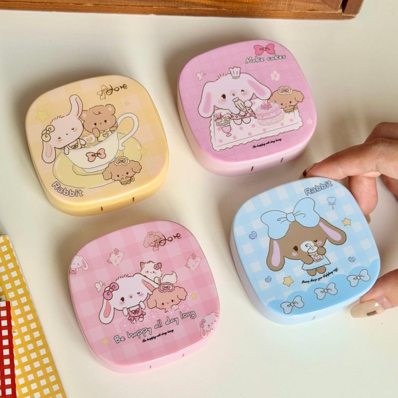 Portable Contact Lens Case Cute Cartoon Contact Lens Box Travel Kit For Girls Beauty Lens Storage Container