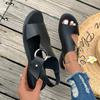 Large size simple ring flat-bottomed fish mouth sandals summer new open-toed beach women's shoes