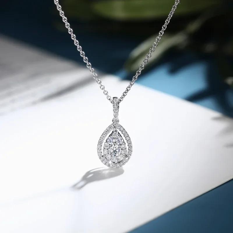 Elegant Women'S Droplet Pendant Necklace With Shiny Zircon Fashionable Luxury Jewelry Accessory For Any Occasion