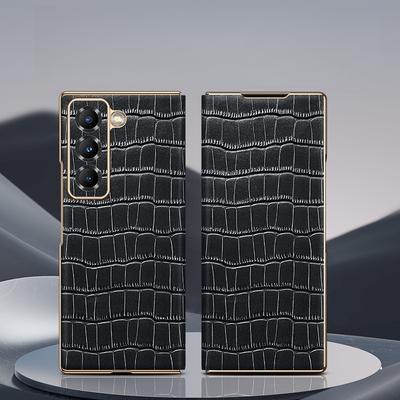 Coque Magnétique à Rabat avec Motif Crocodile pour Téléphone Samsung Z Fold 7, Coque de Protection Compatible avec Samsung Z Fold 6 5 4