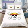 One Piece Straw Hat Pirates Pattern Bedding Quilt Set Quilt Cover Pillowcase Home Birthday Gift(1 * Duvet Cover + 2 * Pillowcase, Without Core)