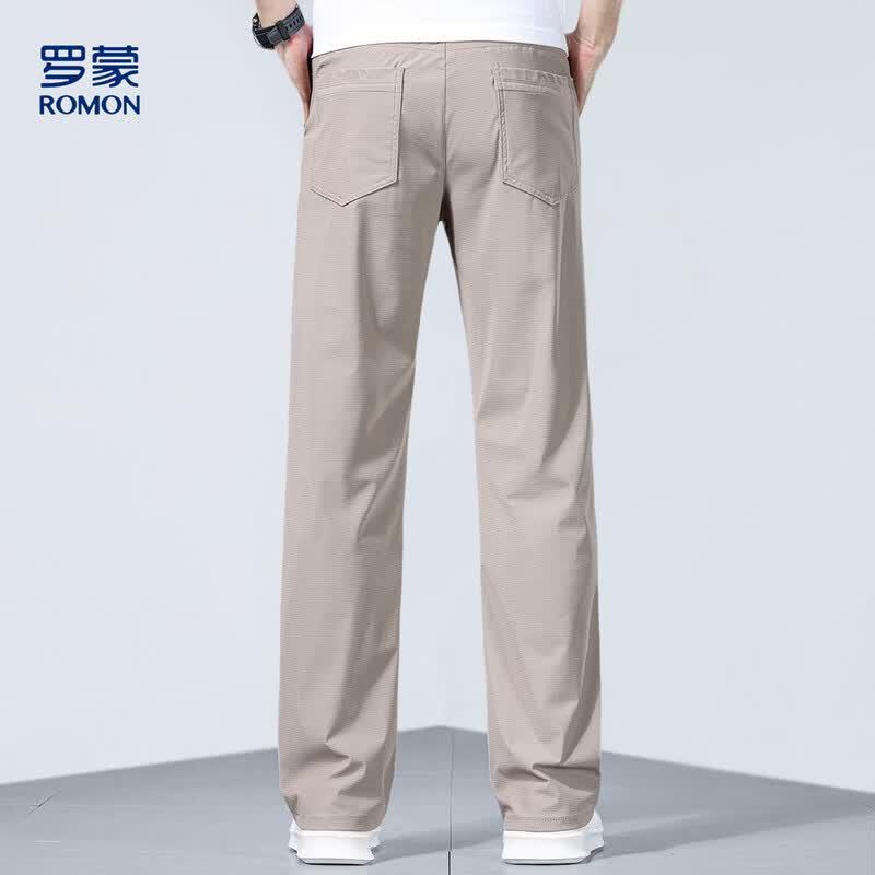 Romon Men's Summer Ice Silk Straight Business Casual Pants