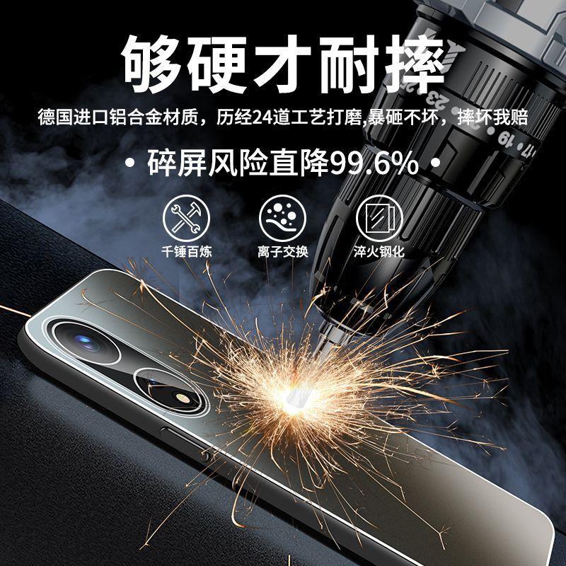 OPPO A58 Phone Case Metal Bumper Full Cover With Built-in Lens Protector Matte Anti-Scratch Shockproof