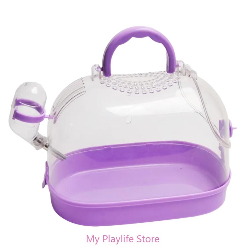Small Pet Box for Hamster Carry Cage Small Animals Travel Box with Water Bottle Guinea Pigs Pet Transport Carry Case