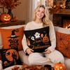 4PCS Halloween Pillow Covers Linen Decorative Cushion Covers Halloween Themed Throw Pillow Cases for Home Sofa Bedroom Living Room