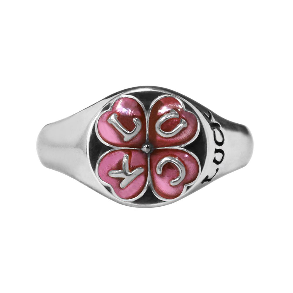 Anonymous Artisan Clover Luck Ring - Pink