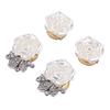 4 Pezzi Copri Bottoni Rosa Bianco Elegante Raffinato Fiore di Strass Staccabile Copri Bottoni per Artigianato Cucito Abbigliamento