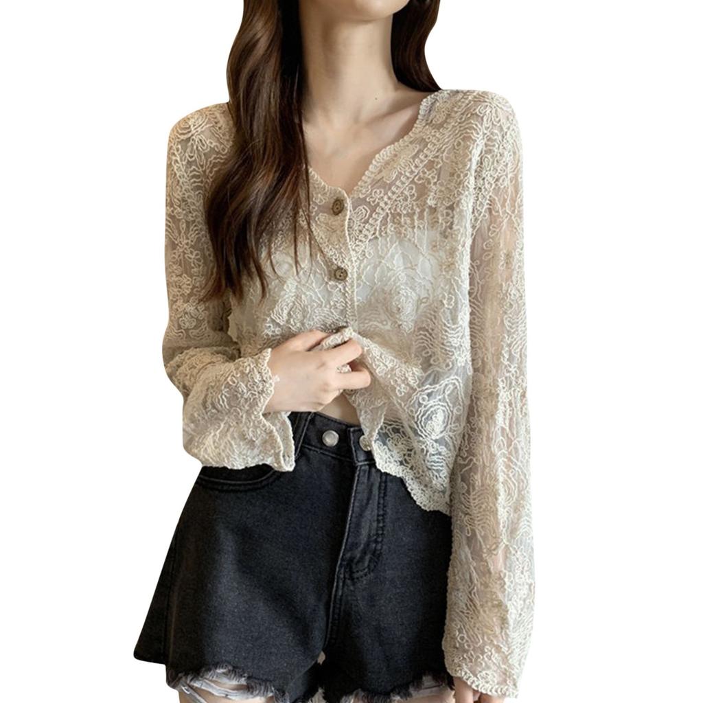 Women's Hollow Lace Knitted Jacket Sun Clothing