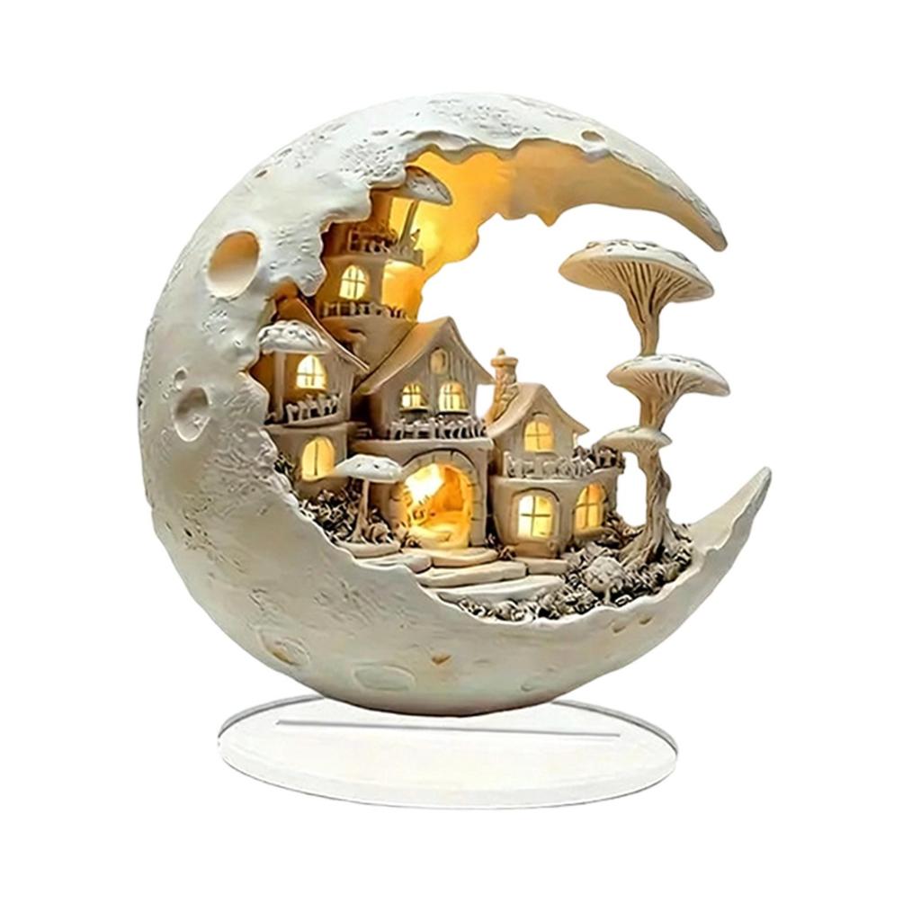 Eid Mubarak Moon Art Table Sign Acrylic Ramadan Decoration Modern Desktop Ornament for Bedroom Living Room Festival