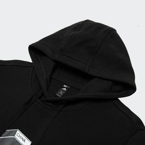 adidas Sports Training Printed Hooded Pullover Sweatshirt for Men, Black