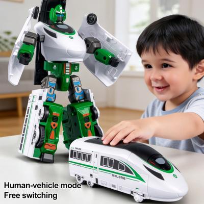 Train Transformer Toy High Speed Rail Robot Transforming Toy Action Figure Model for Kids Boys Girls