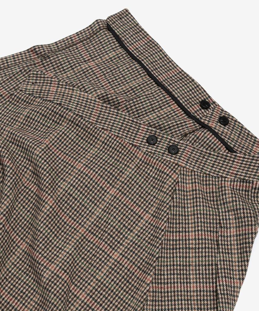 CARGOBROS FOR WOMAN Wool Check Pleated Wrap Midi Skirt (Brown)