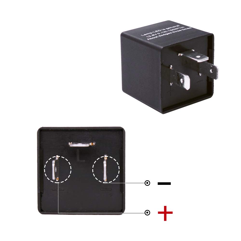 HUIQIAODS Halogen LED Compatible [3-Pin] Hifra Prevention IC Turn Signal Relay Adjustable Flashing Speed