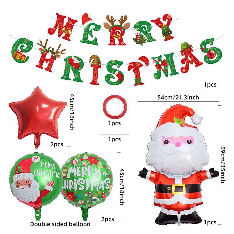Christmas-themed Balloon Set, Banner, Cartoon Aluminum Film Decoration, Party Santa Claus Scene Arrangement