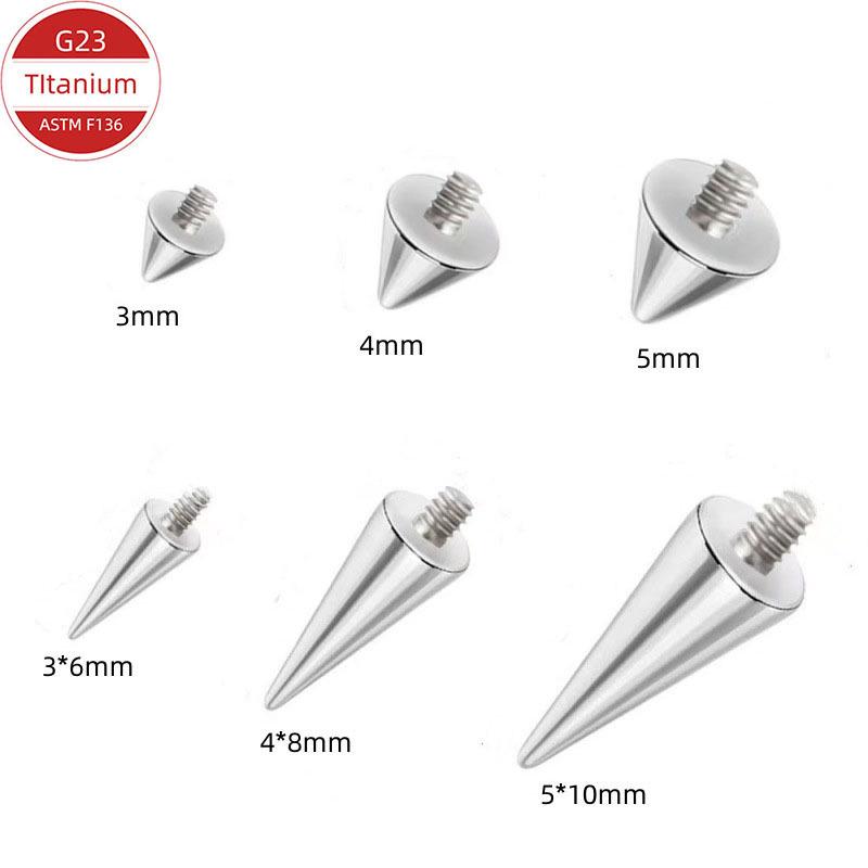 Implant Grade F136 Titanium Alloy Cone Stud: External Thread Jewelry for Ears, Eyebrows, Tongue, and Lip