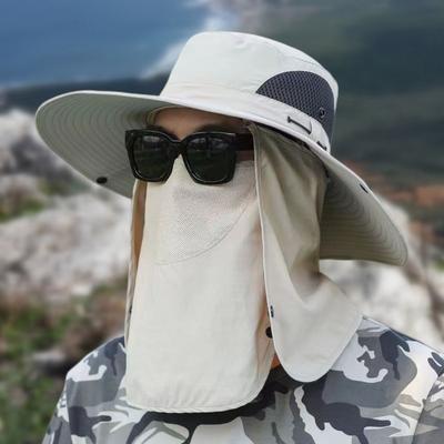 Cappello da Pesca con Maschera Protezione Solare Estiva Tesa Larga Donne Uomini Berretto da Sole Alpinismo Caccia Escursionismo