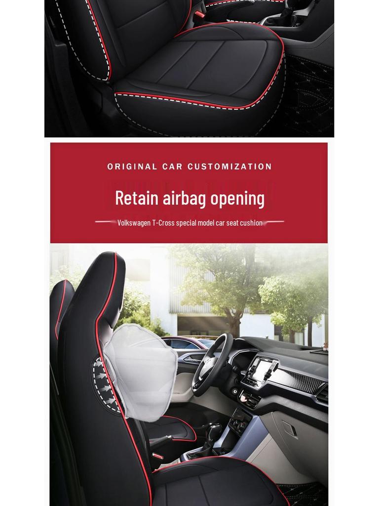 Volkswagen T-Cross All-Season Leather Seat Cushion - Full Surround, Five-Seat Fit.