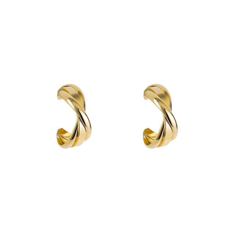 Retro gold C-shaped earrings, personalized niche cold wind stud earrings, women's ins trendy fashion versatile geometric twisted earrings