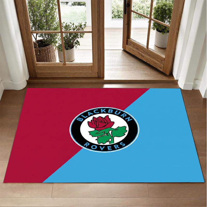 Blackburn Rovers Football Design Crystal Velvet Rug Soft Decorative Mat for Bedroom Entrance