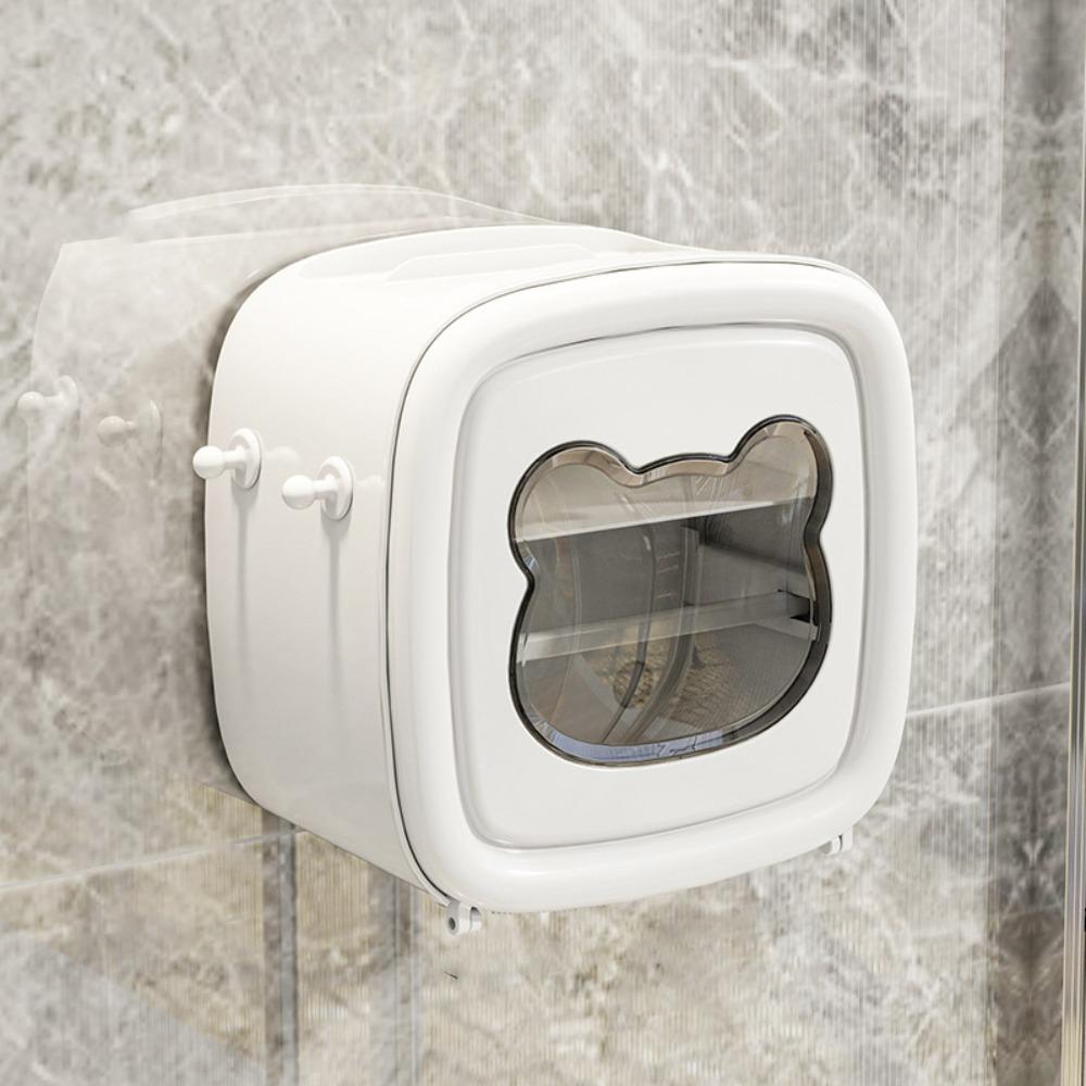 No Punch Toilet Paper Box Wall Mounted Washcloth Storage Box Durable Roll Paper Tube Box  Bathroom
