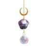 Crystal Sun Catchers for Windows, Colorful Healing Light Crystal Suncatcher, Prism Crystal Hanging Pendant with Chains, Gold-Plated Wind Chimes,