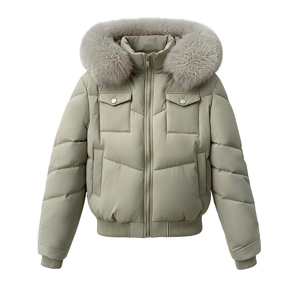 Thickened winter cotton-padded clothes women's short design sense hooded annual fashion cotton-padded jacket new big fur collar