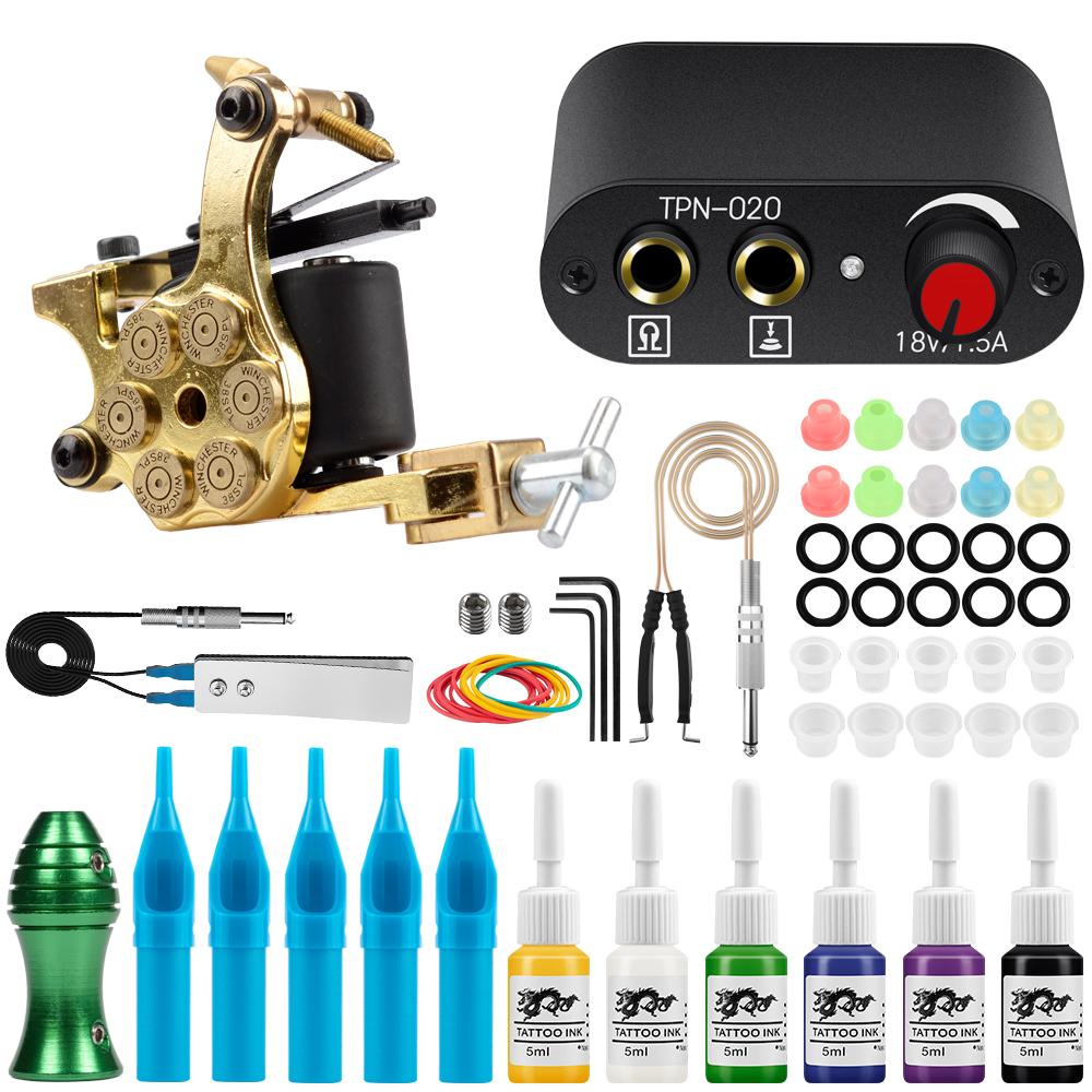 Phoenixy Dövme Makineli Tüfek Seti Güç Kaynağı 20 Renkli Mürekkep Kalıcı Pigment İğneleri Komple Dövme Vücut Sanatı Araçları Başlangıç ​​Seti