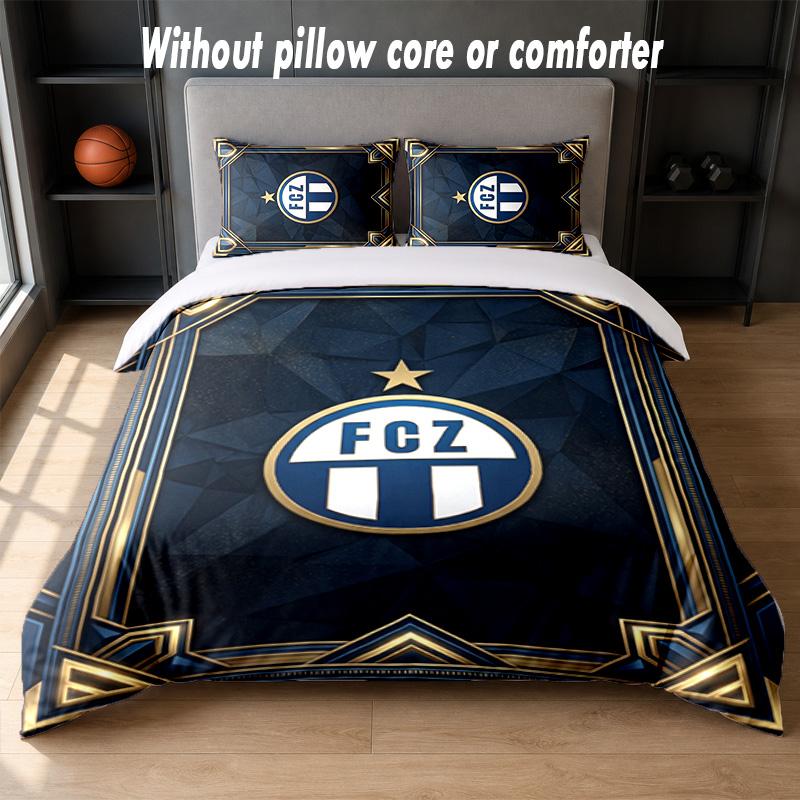FC Zürich Design Bed Bedding Set 1 Duvet Cover + 2 Pillowcases Soft Breathable Household Bed Linens
