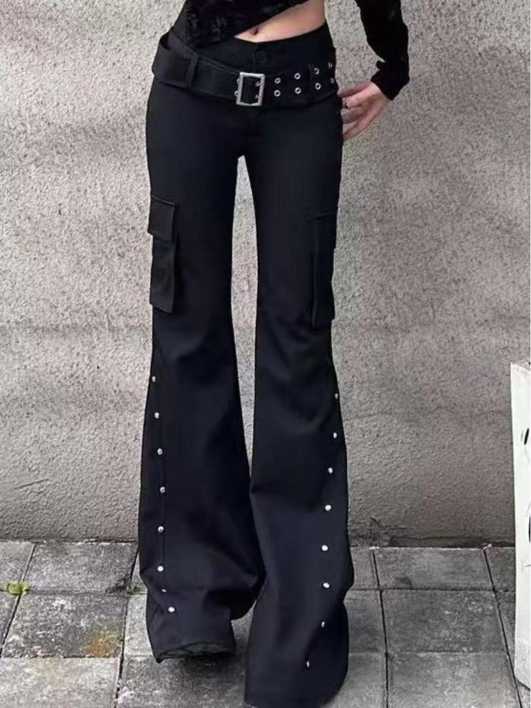 Damen Retro Schlagjeans mit Schnürschlitzen