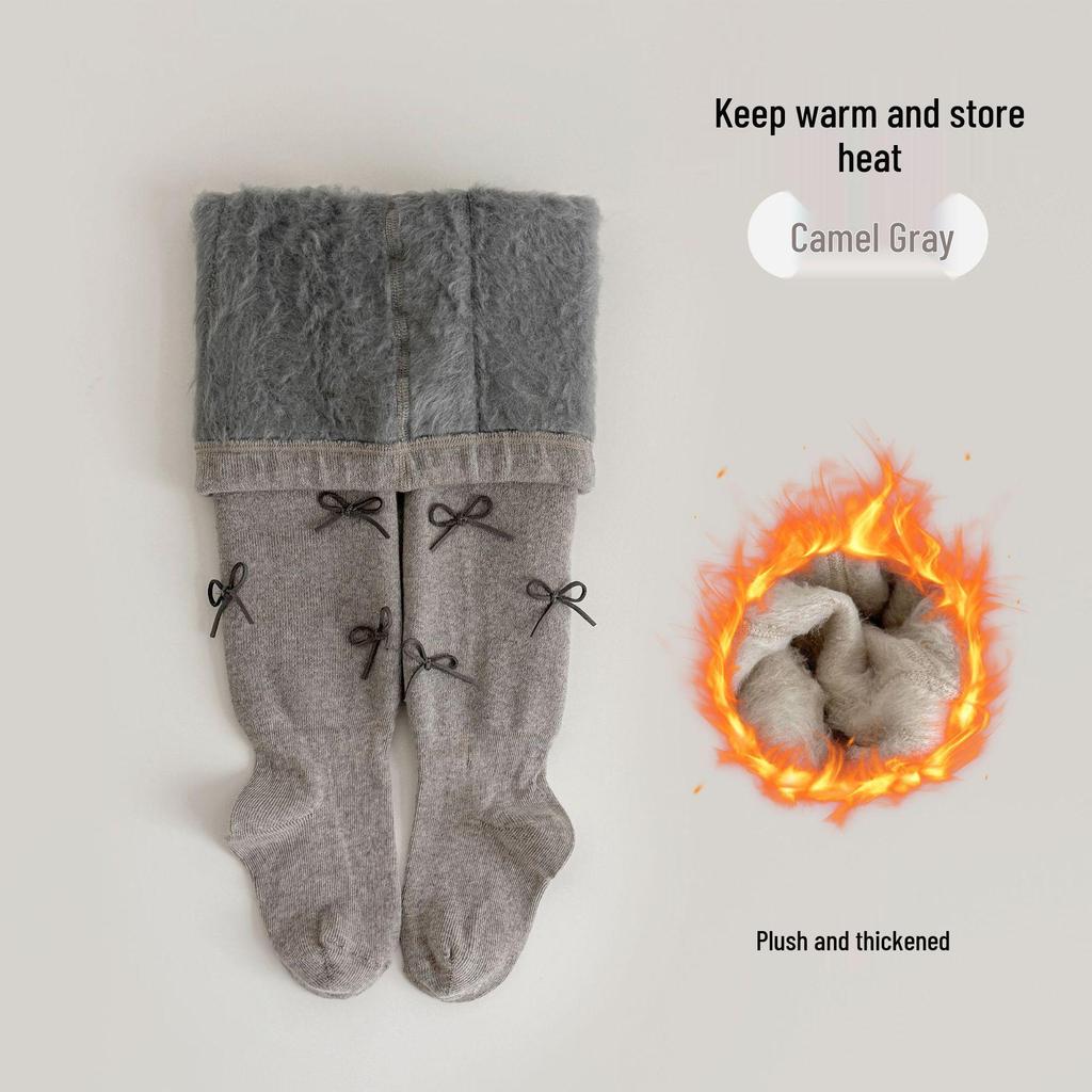 Girls' Fleece-Lined Footed Tights - Thick, Warm, Elastic & Anti-Pilling for Autumn/Winter