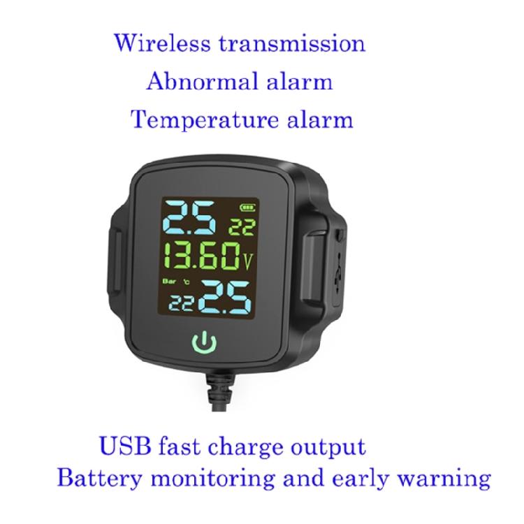 Bezdrátový LCD displej QC3.0 Alarmový systém monitorování tlaku v pneumatikách motocyklu