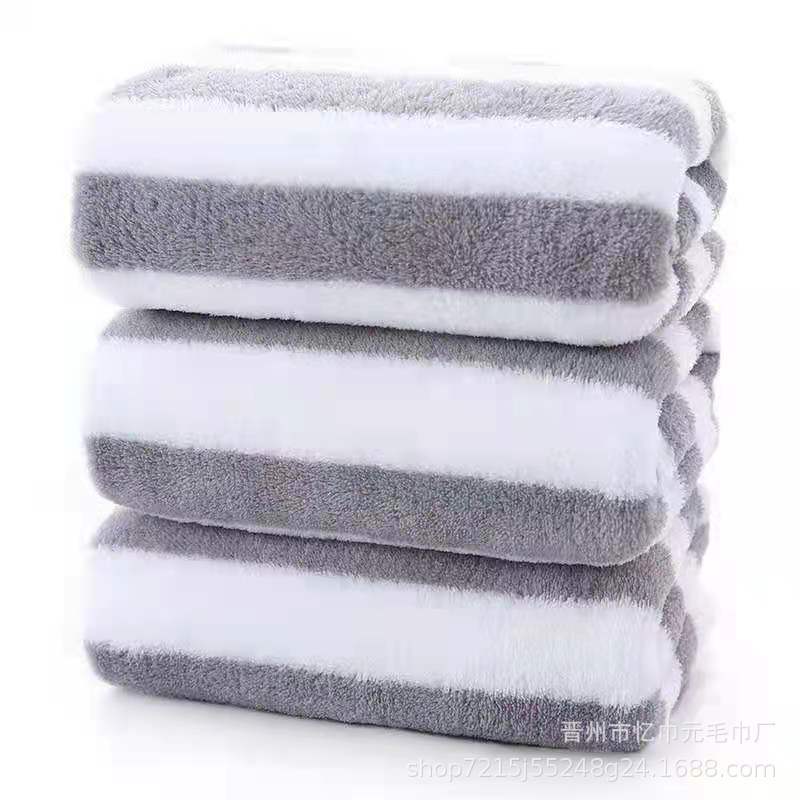 

Quick-drying face wash Coral fleece towel Cationic striped warp knitted thickened life household children s bath absorbent bath towel trimming 30 * 70 bare towel серый